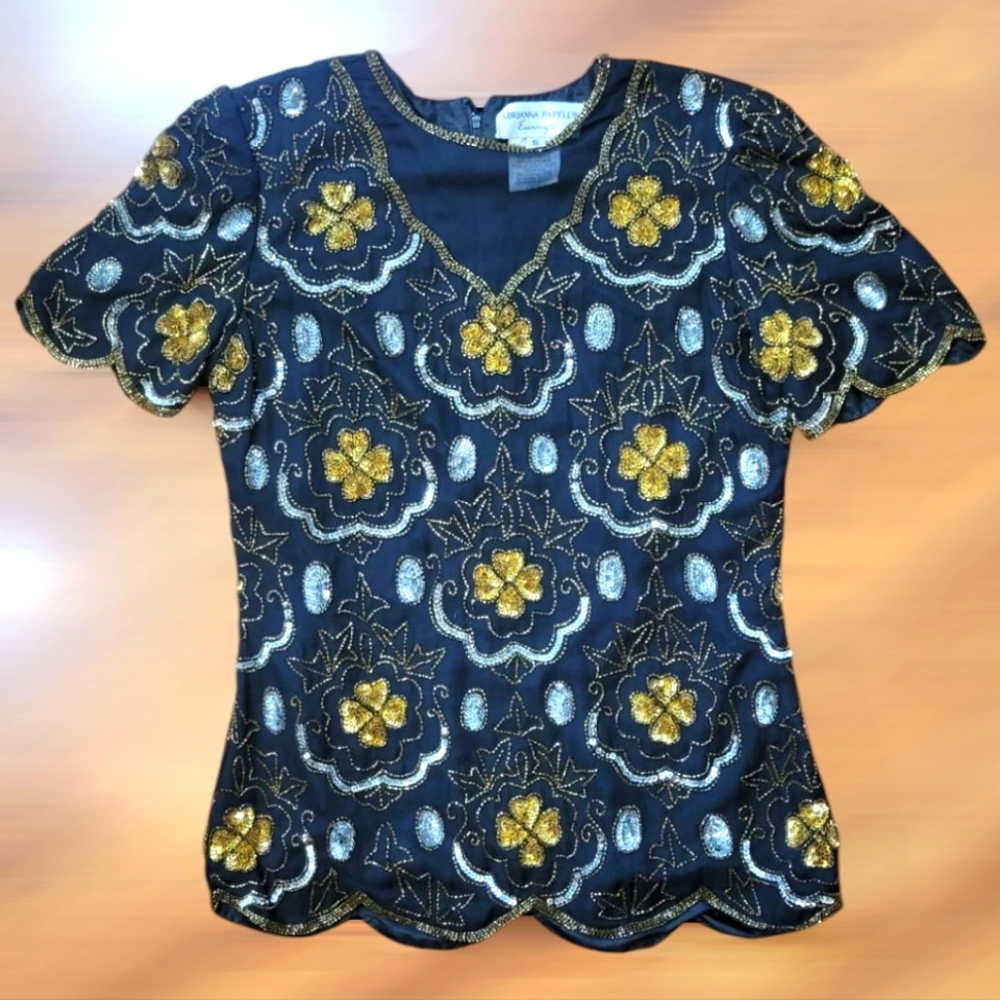 80s Adrianna Papell Sequin Top